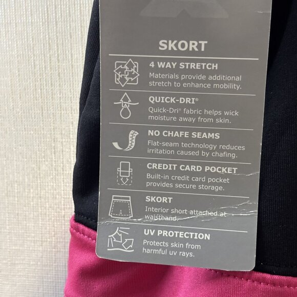 Xersion Womens Mid-Rise Skort W/Fitted Shorts Black & Pink XL Activewear - Picture 6 of 7